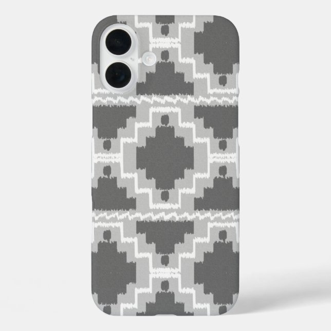 Ikat Aztec Muster - Dunkel und leicht grau / grau Case-Mate iPhone Hülle (Rückseite)