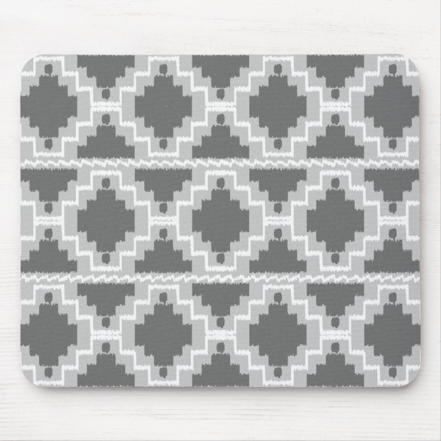 Ikat Aztec Muster - Dunkel und leicht grau / grau Mousepad (Vorne)