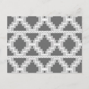 Ikat Aztec Muster - Dunkel und leicht grau / grau Postkarte