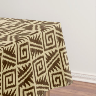 Ikat Aztec Muster - Dunkelbraun und Tan Tischdecke