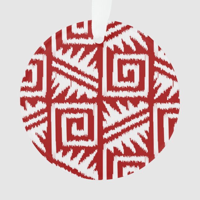 Ikat Aztec Muster - Dunkelrot und Weiß Ornament (Vorderseite)