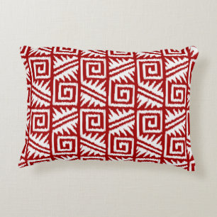 Ikat Aztec Muster - Dunkelrot und Weiß Zierkissen