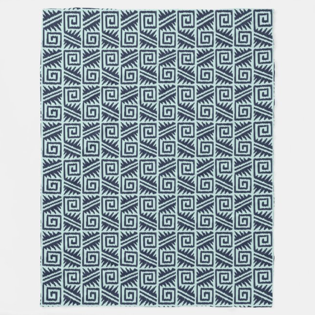 Ikat Aztec-Muster - Indigo und Hellblau Fleecedecke (Vorderseite)