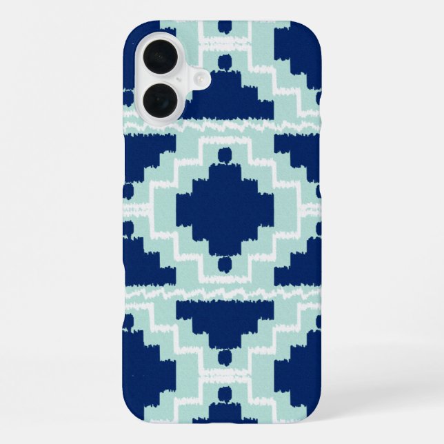 Ikat Aztec-Muster - Indigo und hellblau iPhone Hülle (Rückseite)