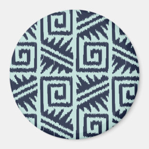 Ikat Aztec-Muster - Indigo und Hellblau Magnet