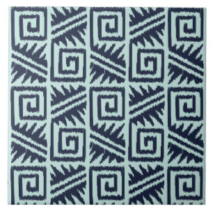 Ikat Aztec-Muster - Indizes und Lichtblau Fliese