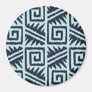 Ikat Aztec-Muster - Indizes und Lichtblau Magnet