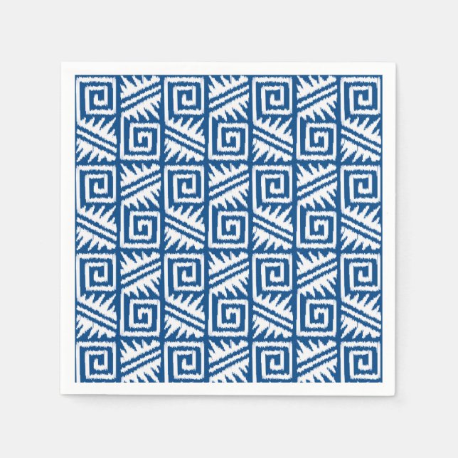 Ikat Aztec Muster - Kobalt Blau und Weiß Serviette (Vorderseite)