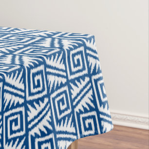 Ikat Aztec Muster - Kobalt Blau und Weiß Tischdecke