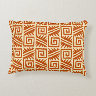 Ikat Aztec-Muster - Mandarin und Hellorange Dekokissen