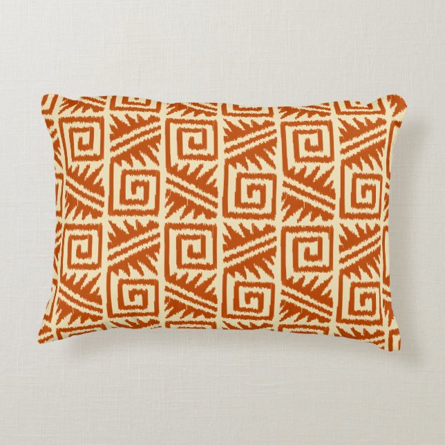 Ikat Aztec Muster - Mandarin und Light Orange Dekokissen (Rückseite)