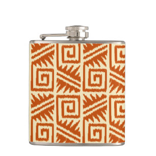 Ikat Aztec Muster - Mandarin und Light Orange Flachmann