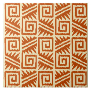 Ikat Aztec Muster - Mandarin und Light Orange Fliese
