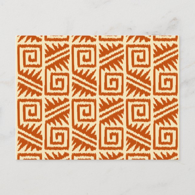 Ikat Aztec Muster - Mandarin und Light Orange Postkarte (Vorderseite)