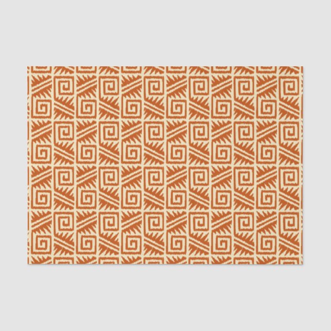 Ikat Aztec Muster - Mandarin und Light Orange Seidenpapier (Vorderseite)