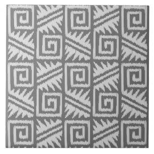 Ikat Aztec Muster - Schatten von Grau/Grau Fliese
