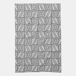 Ikat Aztec Muster - Schatten von Grau/Grau Küchentuch