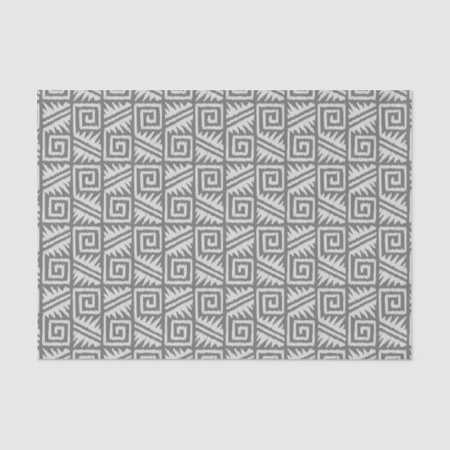 Ikat Aztec Muster - Schatten von Grau/Grau Seidenpapier (Vorderseite)
