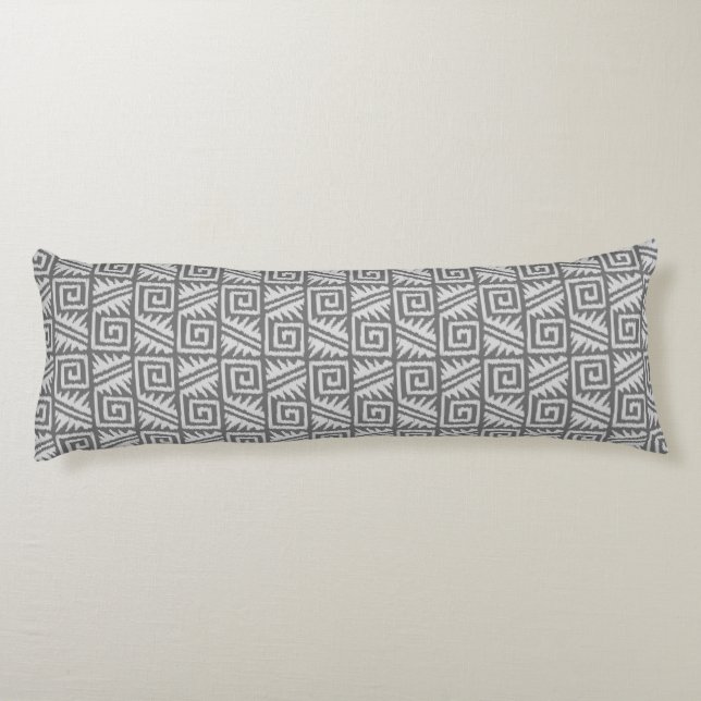 Ikat Aztec Muster - Schatten von Grau/Grau Seitenschläferkissen (Rückseite)