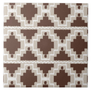 Ikat Aztec Muster - Schokoladenbraun und Taupe Fliese