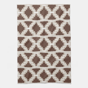 Ikat Aztec Muster - Schokoladenbraun und Taupe Geschirrtuch