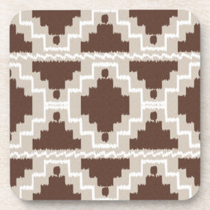 Ikat Aztec Muster - Schokoladenbraun und Taupe Getränkeuntersetzer