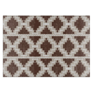 Ikat Aztec Muster - Schokoladenbraun und Taupe Schneidebrett