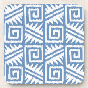 Ikat Aztec Muster - Sky Blue und White Getränkeuntersetzer