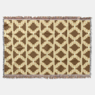 Ikat Aztec Muster - Tan, Braun und Creme Decke