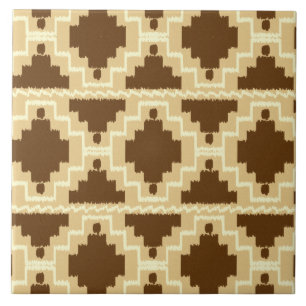 Ikat Aztec Muster - Tan, Braun und Creme Fliese