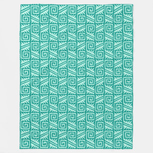 Ikat Aztec Muster - Türkis und Aqua Fleecedecke