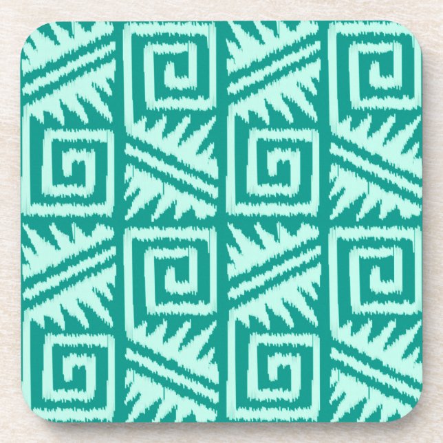 Ikat Aztec Muster - Türkis und Aqua Getränkeuntersetzer (Vorderseite)