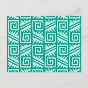 Ikat Aztec Muster - Türkis und Aqua Postkarte