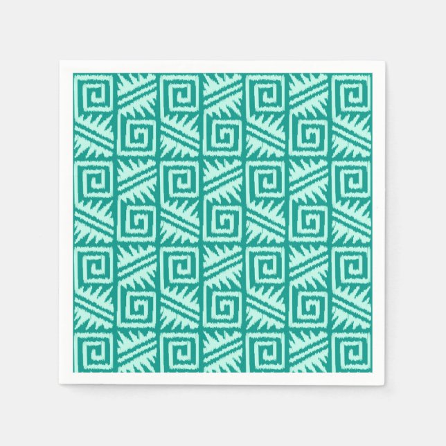 Ikat Aztec Muster - Türkis und Aqua Serviette (Vorderseite)