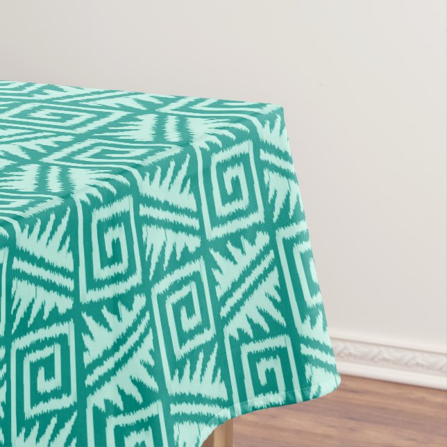 Ikat Aztec Muster - Türkis und Aqua Tischdecke (Beispiel)