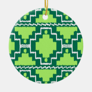 Ikat Aztec Muster - Wälder und Zitronen grün Keramik Ornament