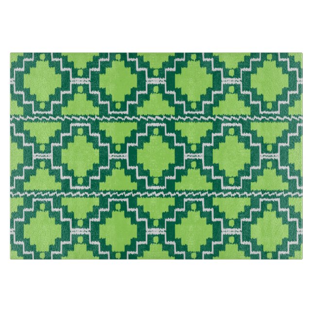Ikat Aztec Muster - Wälder und Zitronen grün Schneidebrett (Vorderseite)