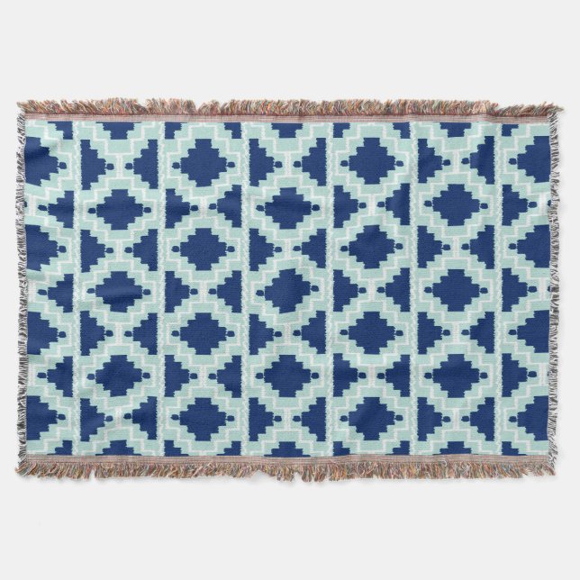Ikat Aztec Pattern - Indizes und hellblau Decke (Vorderseite)