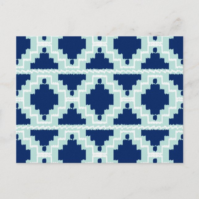 Ikat Aztec Pattern - Indizes und hellblau Postkarte (Vorderseite)