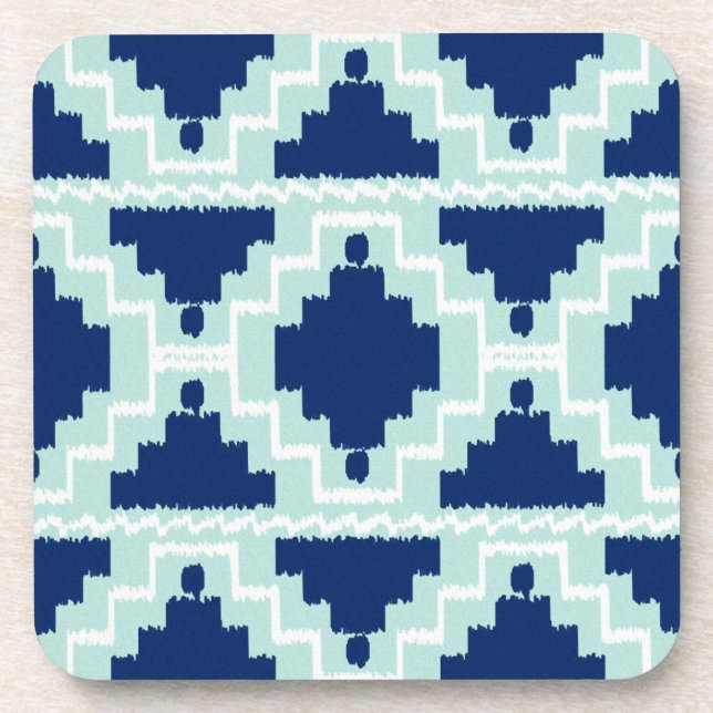 Ikat Aztec Pattern - Indizes und hellblau Untersetzer (Vorderseite)
