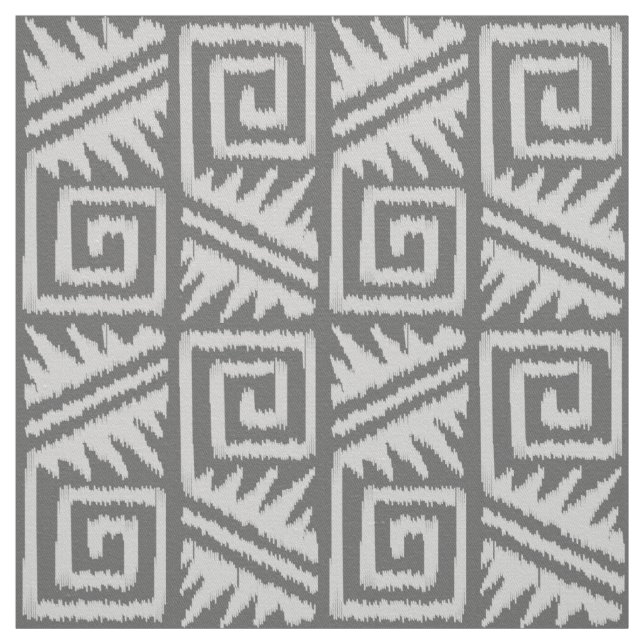 Ikat Aztec - Schatten von Grau/Grau Stoff (Muster)