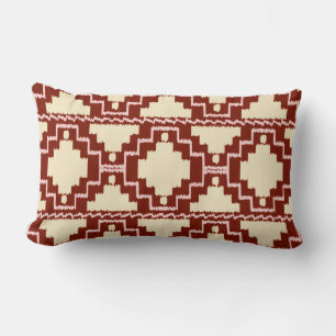 Ikat Aztec Tribal - Beige, Burgund und Pink Lendenkissen