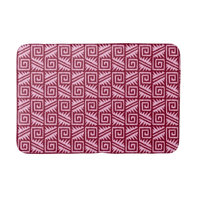 Ikat Aztec Tribal - Burgund und Rosa Badematte (Vorderseite)