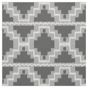 Ikat Aztec Tribal - Dunkel und leicht grau/grau Stoff