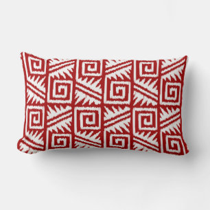 Ikat Aztec Tribal - Dunkelrot und Weiß Lendenkissen