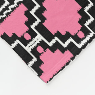 Ikat Aztec Tribal - Fuchsia Pink, Schwarz und Weiß Fleecedecke