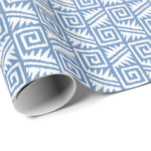 Ikat Aztec Tribal - Himmelblau und Weiß Geschenkpapier