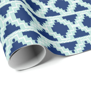 Ikat Aztec Tribal - Indio und hellblau Geschenkpapier