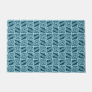 Ikat Aztec Tribal - Indio und Light Blue Fußmatte