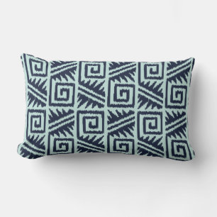 Ikat Aztec Tribal - Indio und Light Blue Lendenkissen